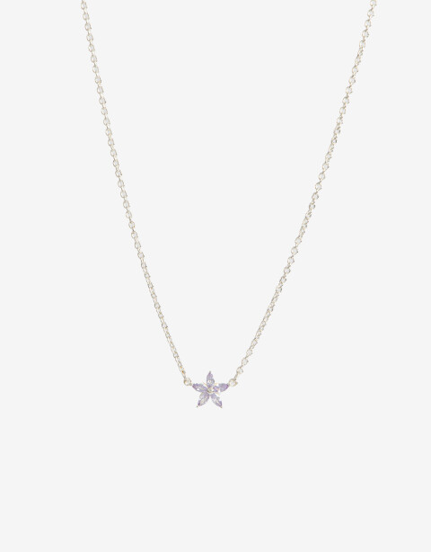 Cadena Corta con Dije Cubic zirconia Collar Con Dije Floral Cubic Plateado - Plateado