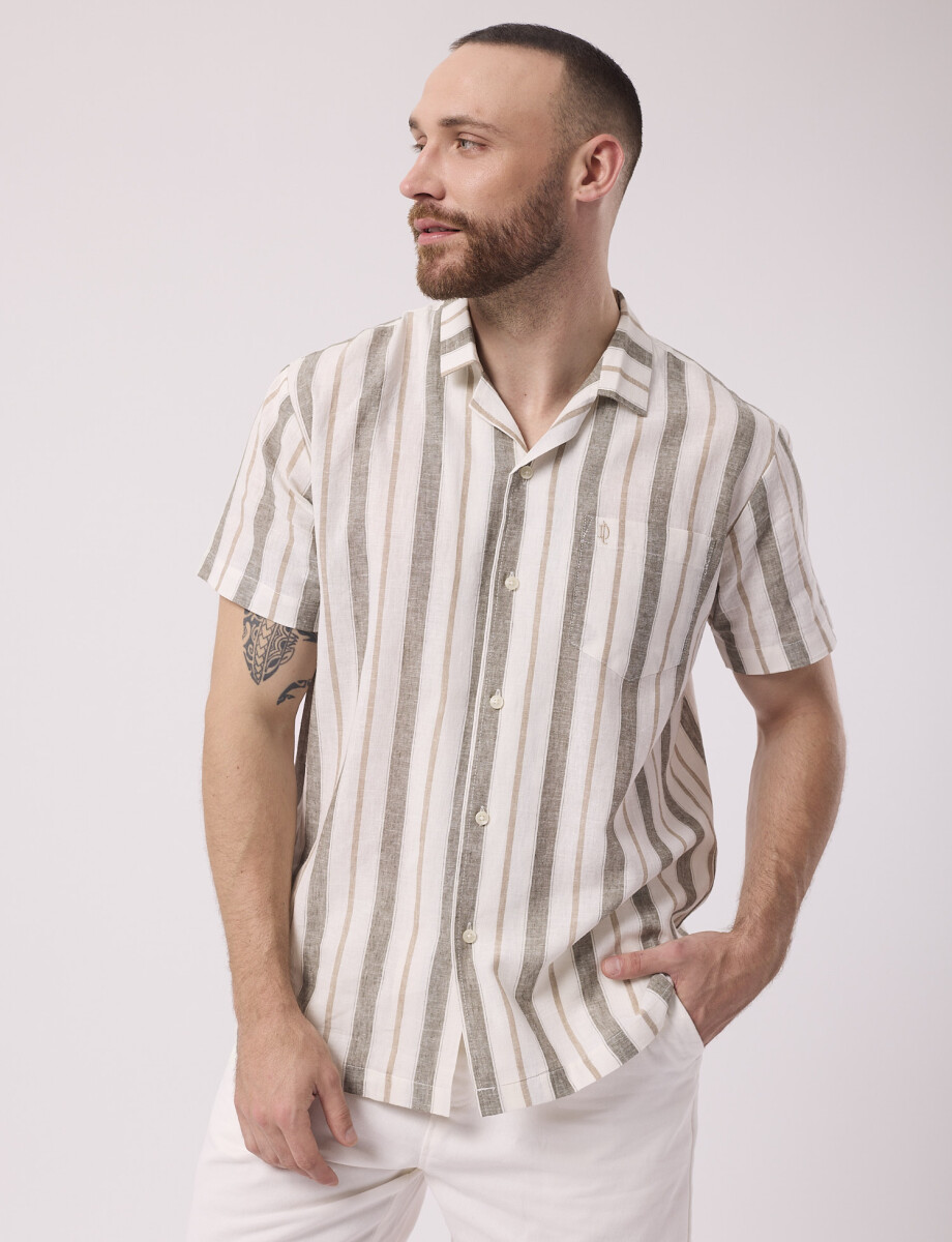 Camisa mc rayada verde