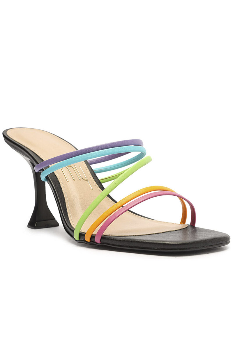 SANDALIA TACO ALTO FINO ROMANO MULTICOLOR NEGRO 