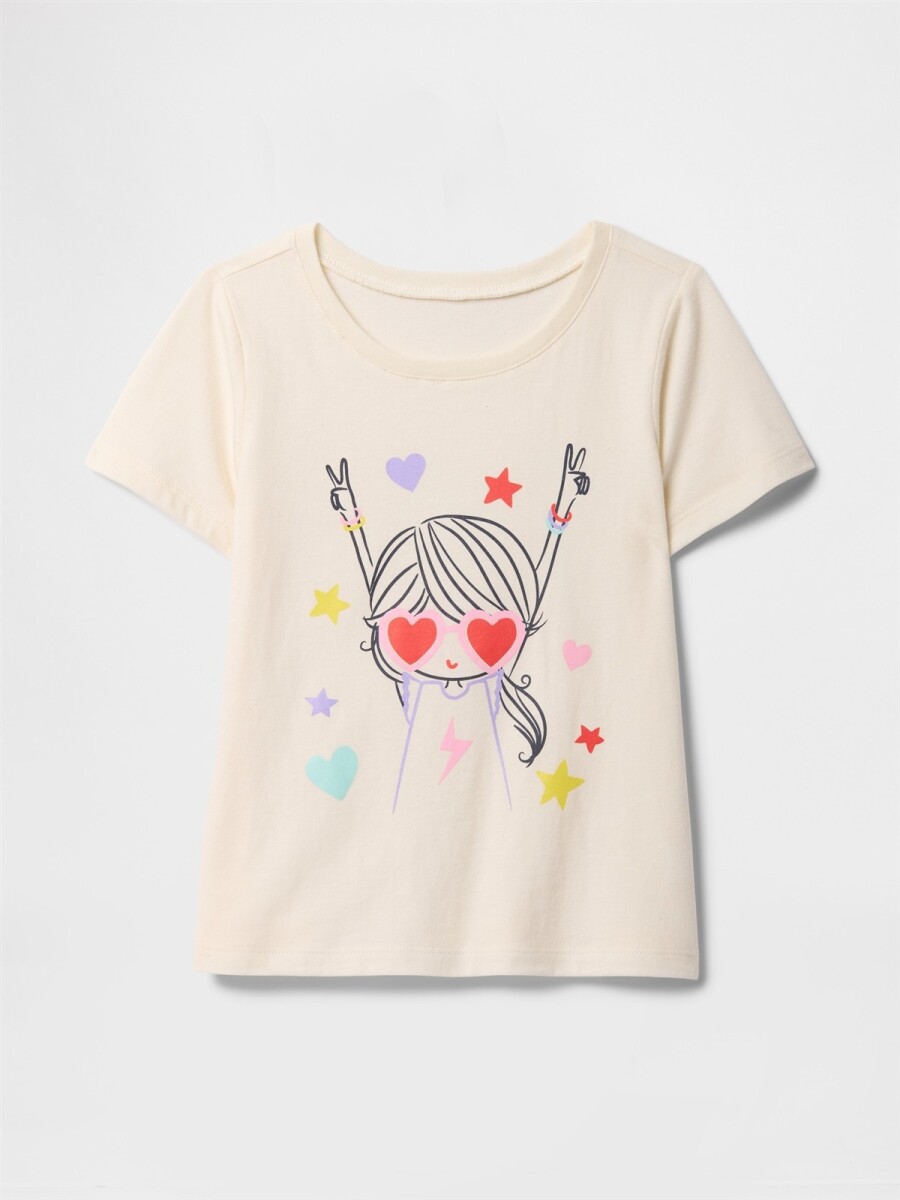 Remera Gráfico Toddler Niña - Ivory Frost 