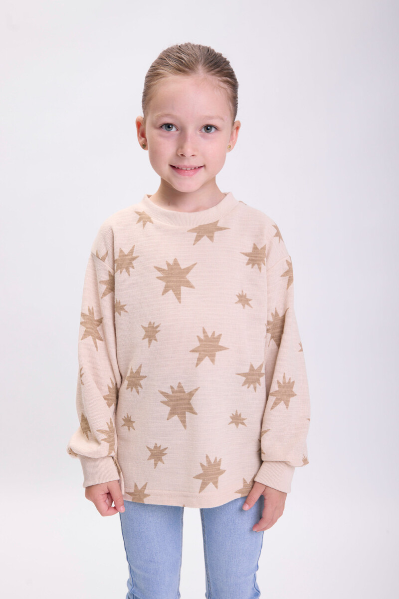Buzo punto cortado - Estampa Estrellas Beige 