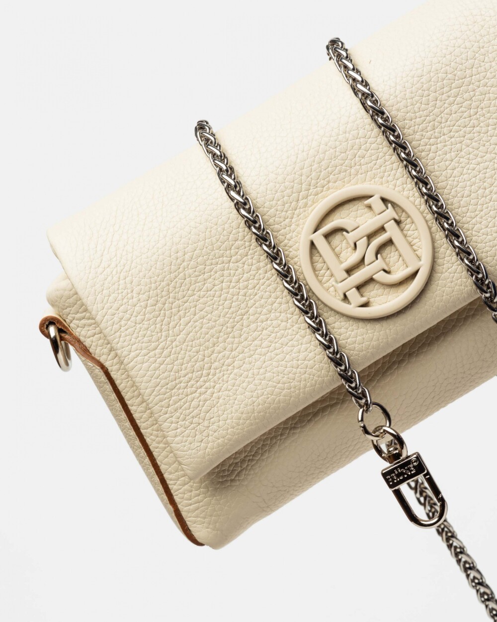 Mini bag Bloom en cuero graneado Natural