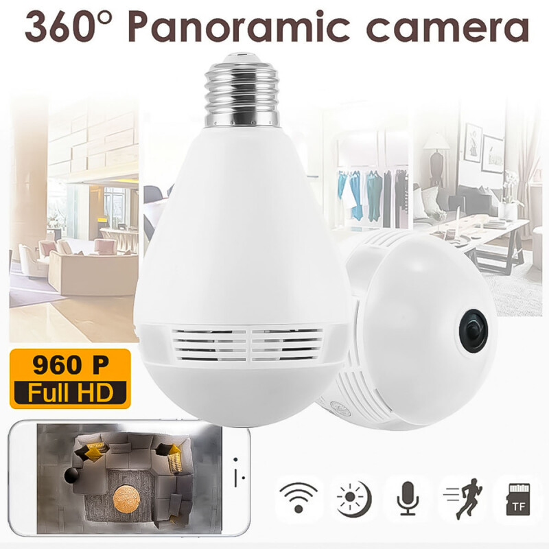 Cámara Lámpara 360° HD con Luz y Audio Cámara Lámpara 360° HD con Luz y Audio