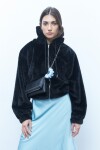 Chaqueta capucha teddy negro