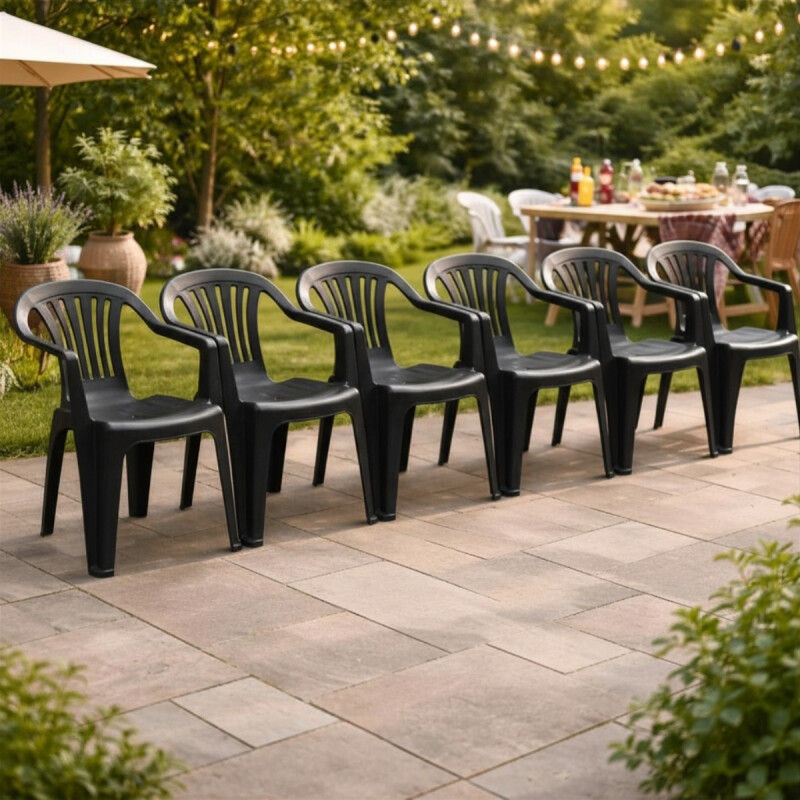 Set x6 Sillas Bela Vista con apoya brazos NEGRO