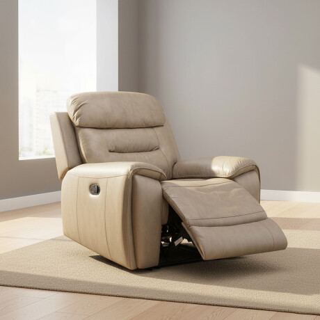 POLTRONA RECLINABLE CUERO MEMPHIS BEIGE