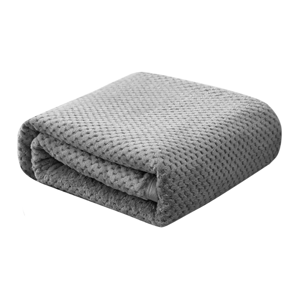 Manta Frazada Polar Plaza y Media Calada Suave Cama Sofá - Gris 