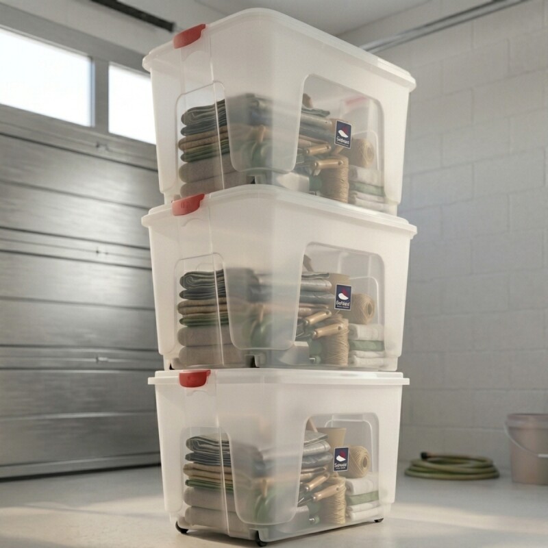 Set x3 Caja organizadora 120lt TRANSPARENTE