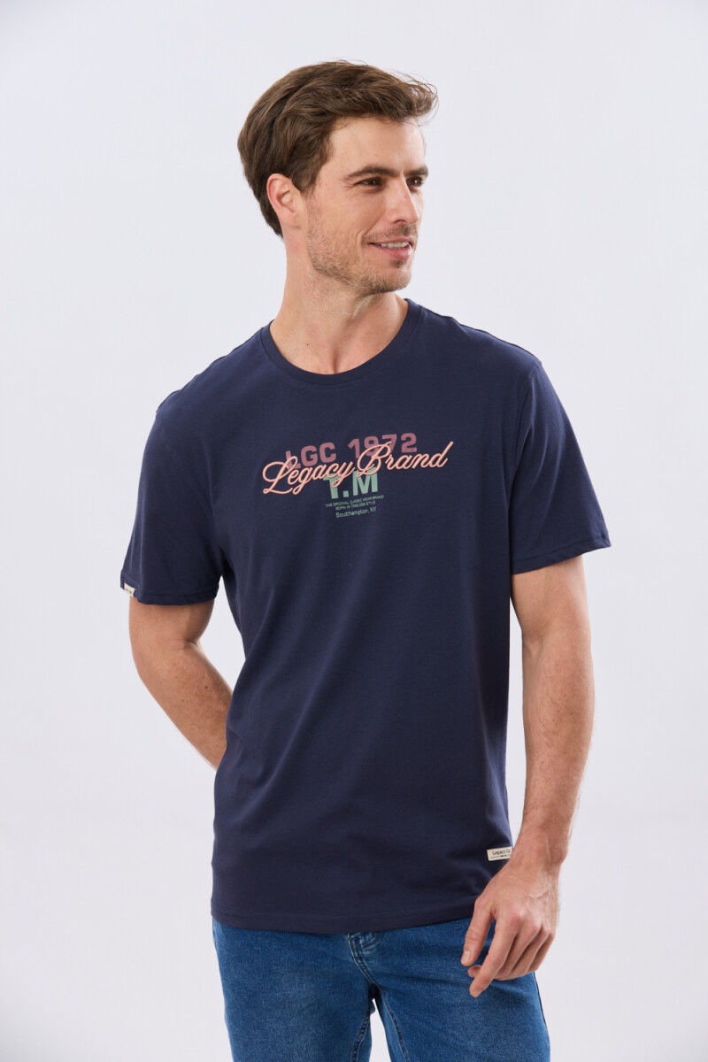 REMERA ESTAMPADA DE ALGODÓN - Azul 