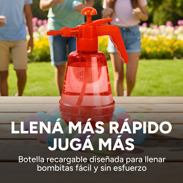 Bombitas De Agua 300 Unidades + Botella De Recarga Color Rojo