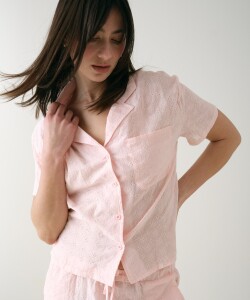 Camisa Manga Corta Broderie Rosado