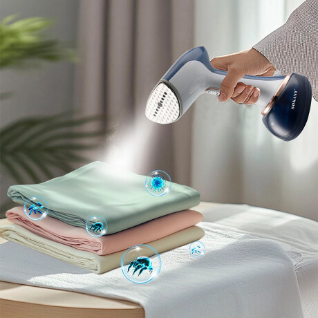 Plancha A Vapor De Mano 1500W Vertical Ropa Cortinas Tapices Blanco/azul