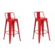 Taburete Tolix Pack 2 unidades En Metal Con Respaldo Rojo