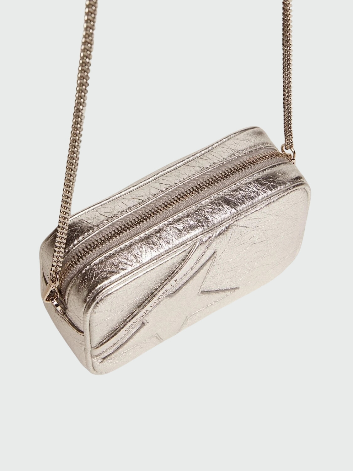 Golden Goose-Cartera de cuero, Star bag mini Plateado