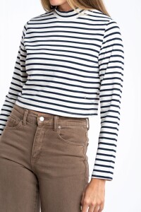 Polera Alogodón Elastano Rayada Nacar