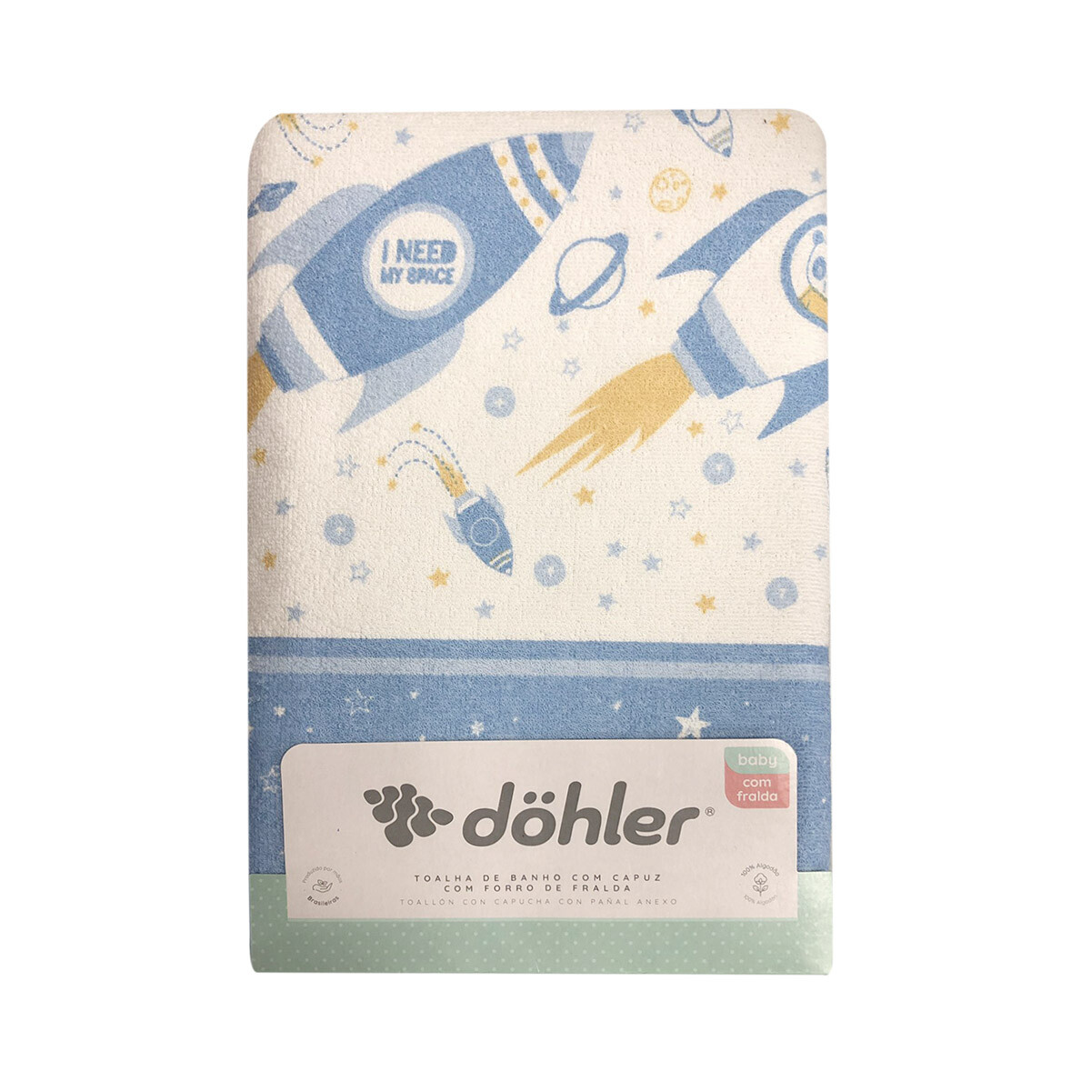 Toalla Con Capucha Bebé Döhler Velour 90 x 70 cm - Cohete 