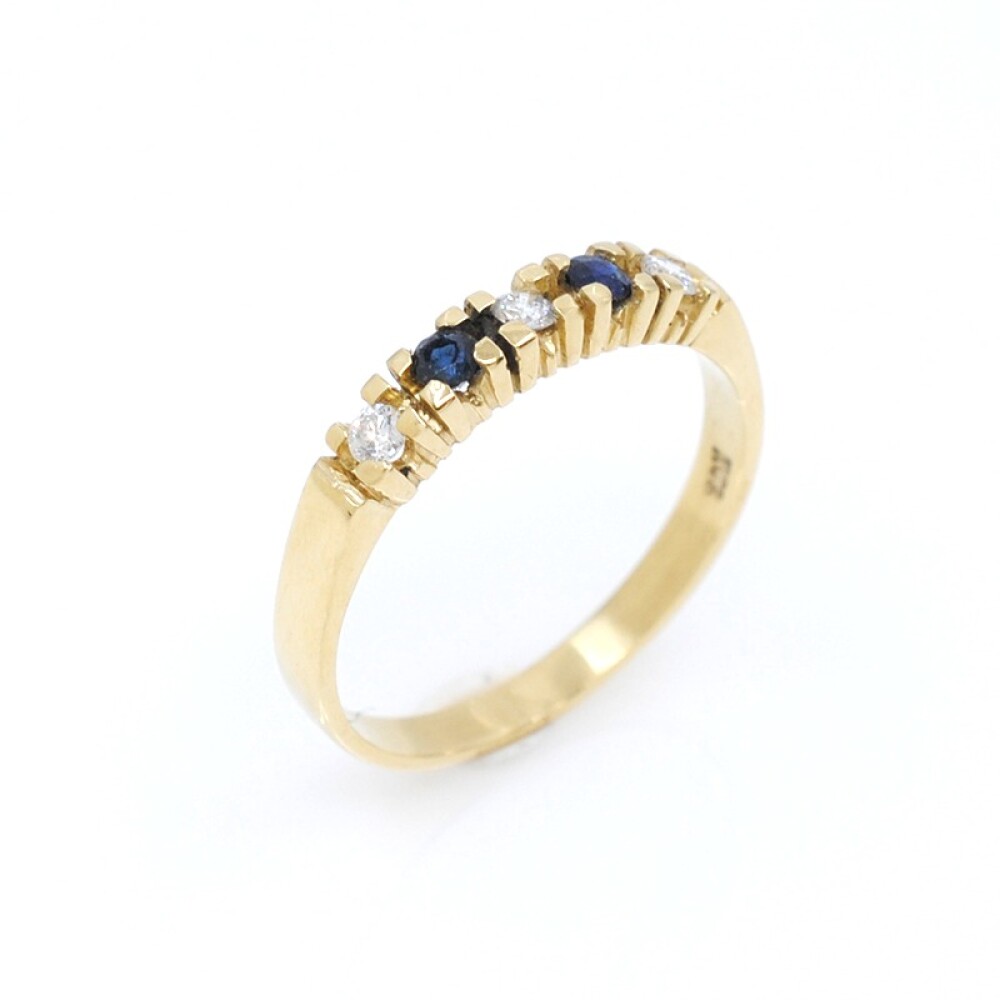 Anillo medio sin fin en oro 18K con brillantes y zafiros Anillo medio sin fin en oro 18K con brillantes y zafiros