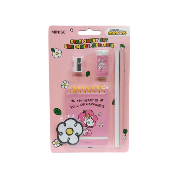 Set escolar Minions rosa