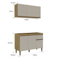 MUEBLE BAJO MESADA + AÉREO MODELO MARGARIDA COLOR MIEL/MARROC 1200 MM DE LARGO Mueble Bajo Mesada + Aéreo Modelo Margarida Color Miel/marroc 1200 Mm De Largo
