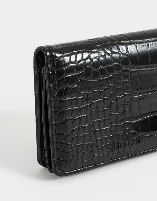 Billetera Billetera Efecto Croco Negro - Negro