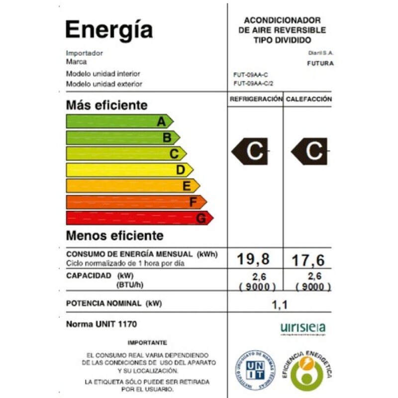 Aire Acondicionado Futura 9000 Btu Gas Ecologico Frio/calor Aire Acondicionado Futura 9000 Btu Gas Ecologico Frio/calor