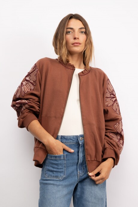 Campera Floral Marrón