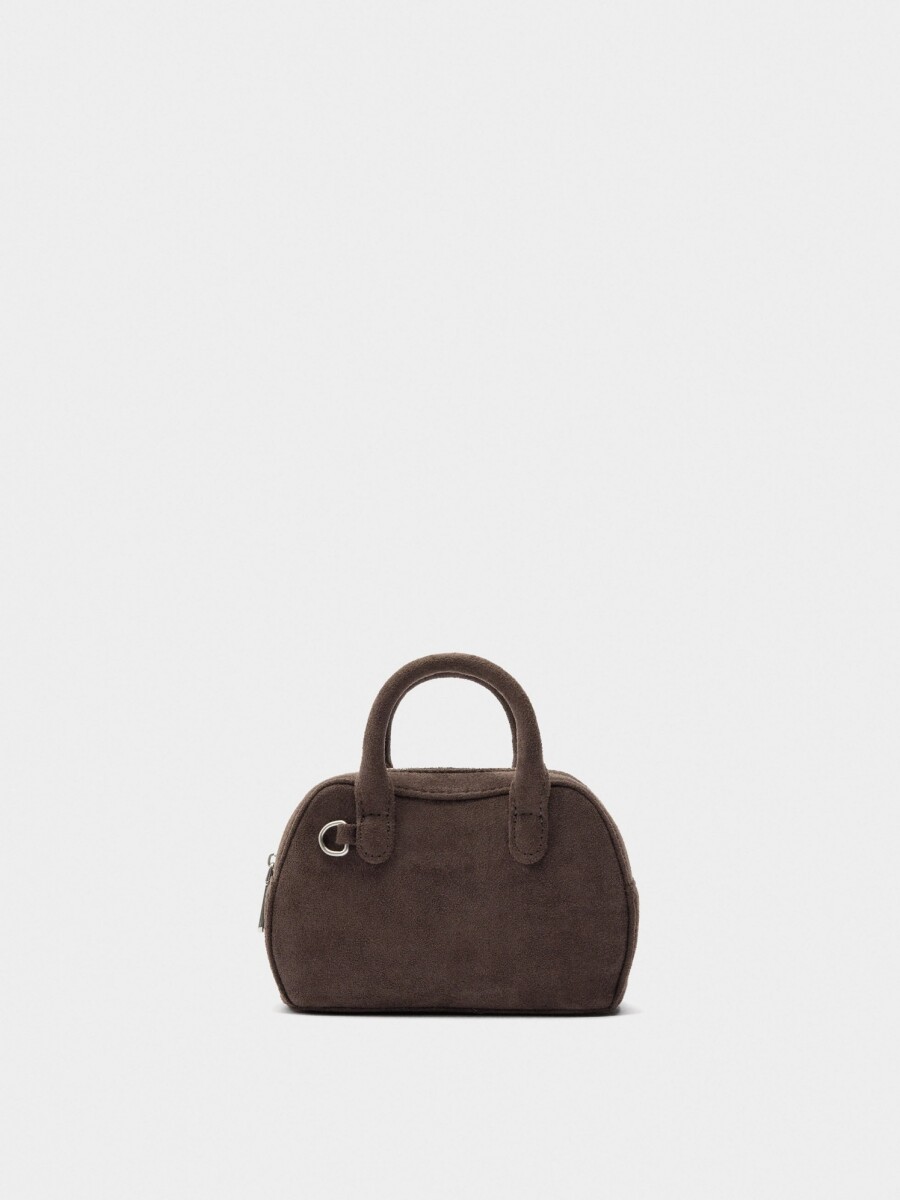 Mini Bolso De Mano Con Efecto Piel marron