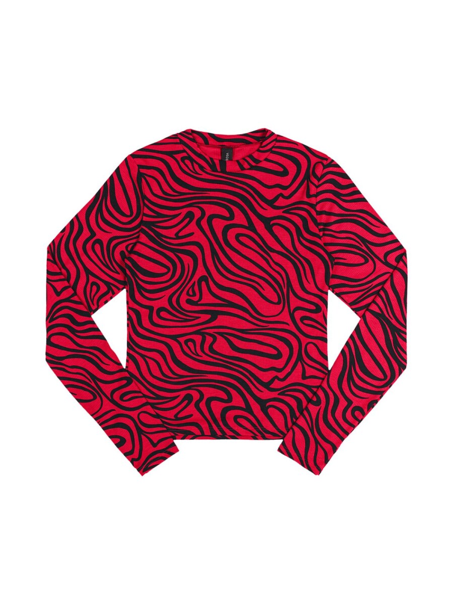 Blusa Estampado Animal Print - Rojo y Negro 