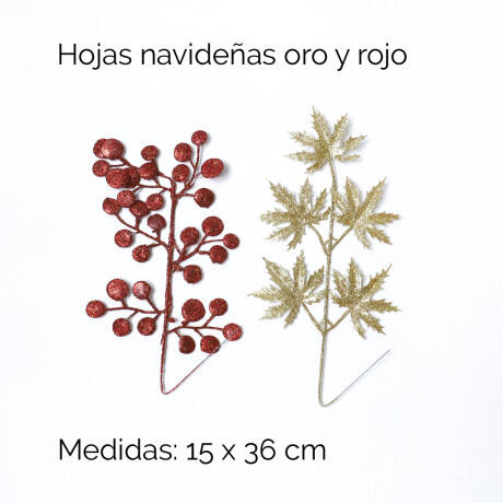 Hojas Navideñas Para Decoracion Oro Y Rojo 15 X36cm Unica