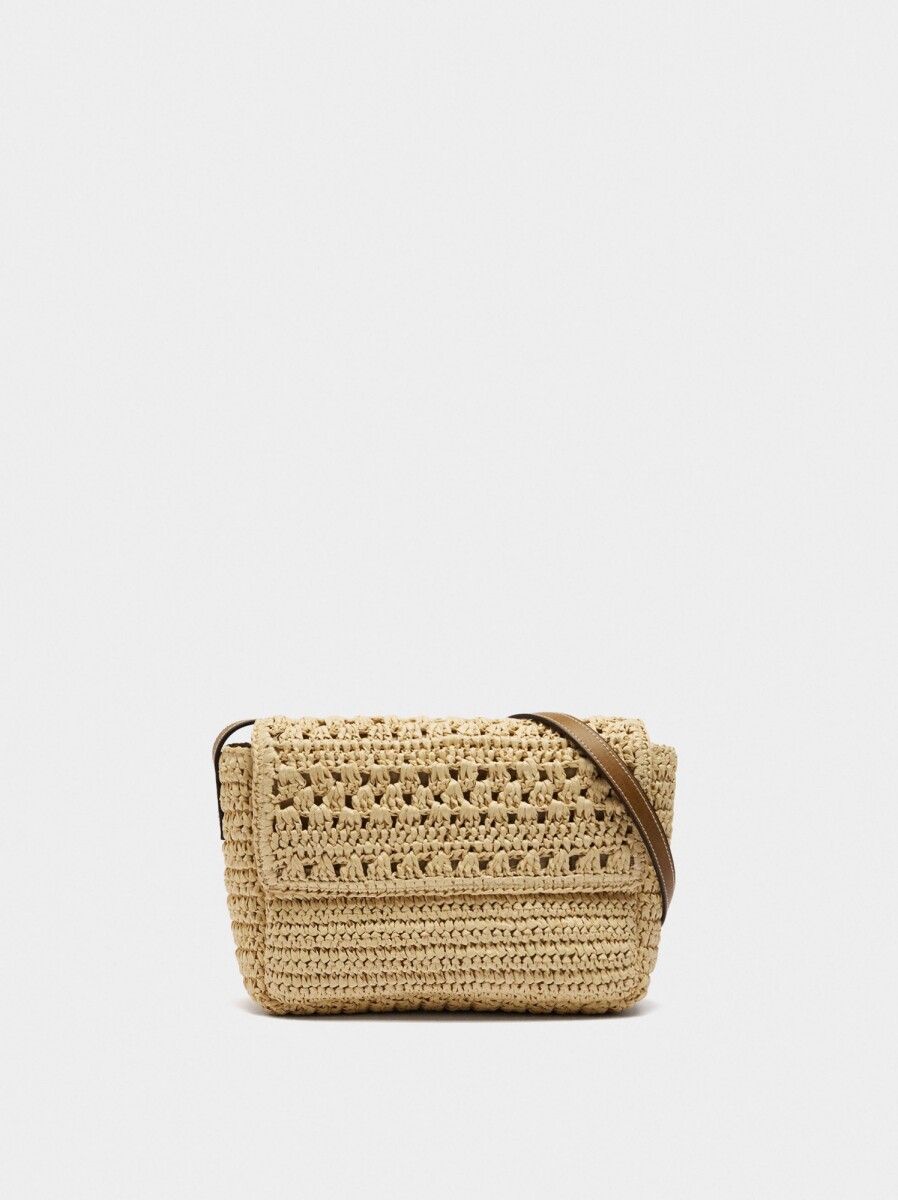 Bolso De Bandolera Efecto Rafia - natural 