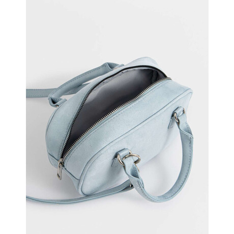 Cartera Bowling Suede Chocolate Azul Celeste