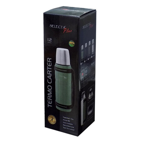 Termo Carter 1.2Lt en Acero Inoxidable Doble Pared c/ Manija Gris Mate
