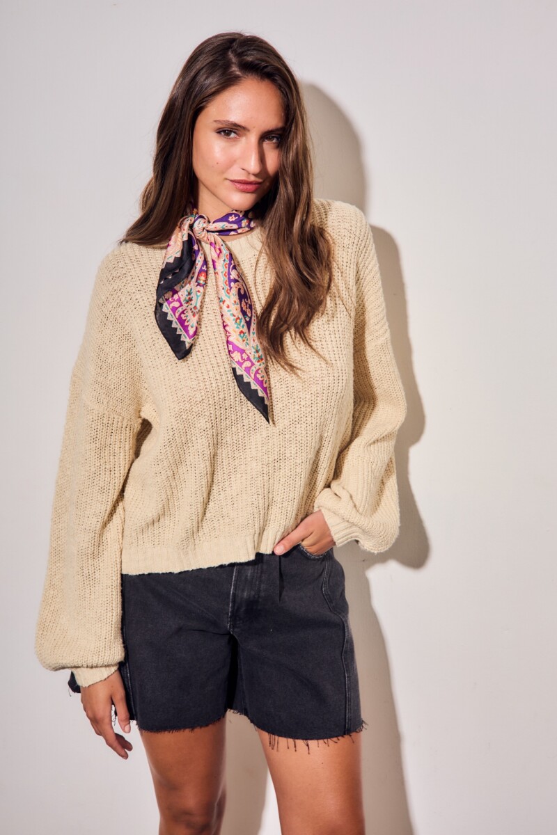 Sweater Bouclé Texturado Beige