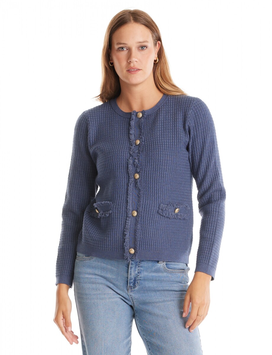 Cardigan Flecos - Azul 