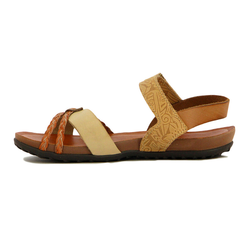 Country Sandalia Casual Cuerotiras Cruzadas Trenzada Crema-mix