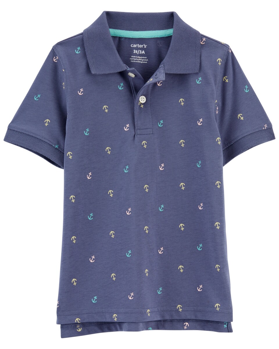 Remera polo de algodón, diseño anclas 