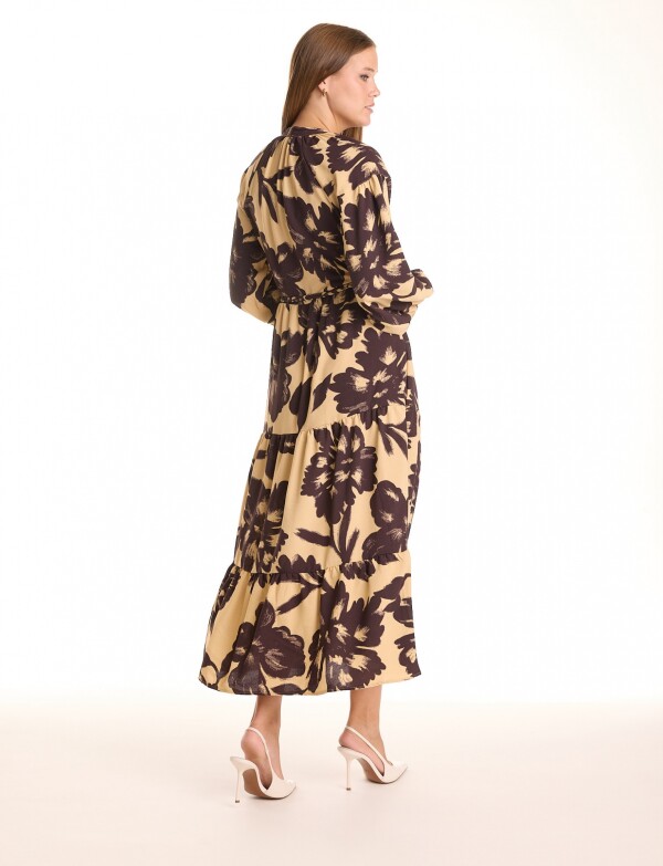 Vestido Maxi Cinto Flores BEIGE/MULTI