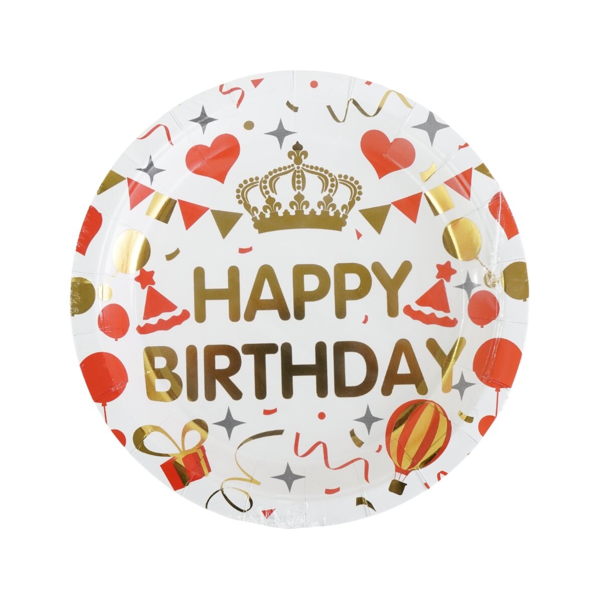 Platos Descartables De Papel Happy Birthday Golden Pack x10u 18cm 