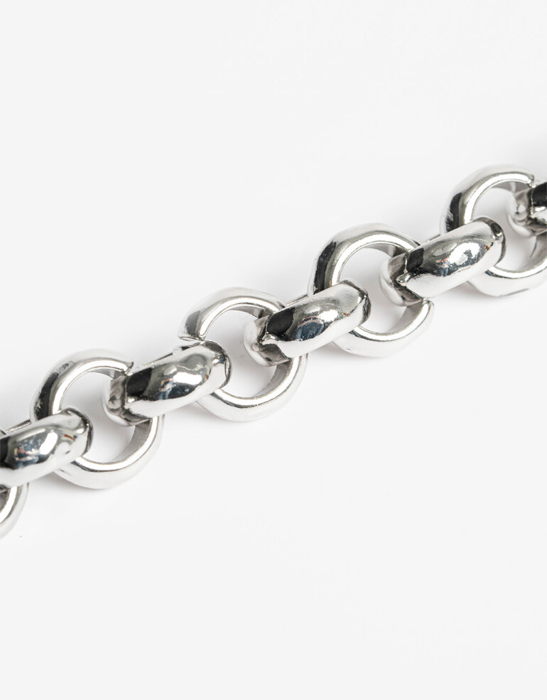 Collares Cortos Metal Collar Metal Eslabones Orgánicos - Plateado Rodio