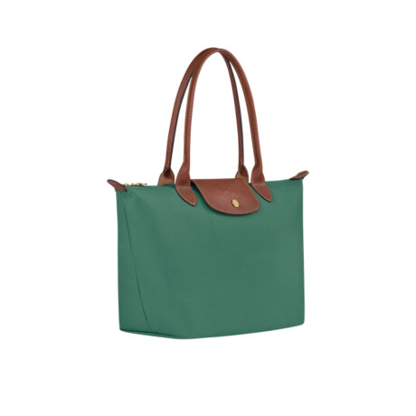 Longchamp -Cartera Longchamp plegable de nylon con cierre y asa larga, Le pliage M Verde