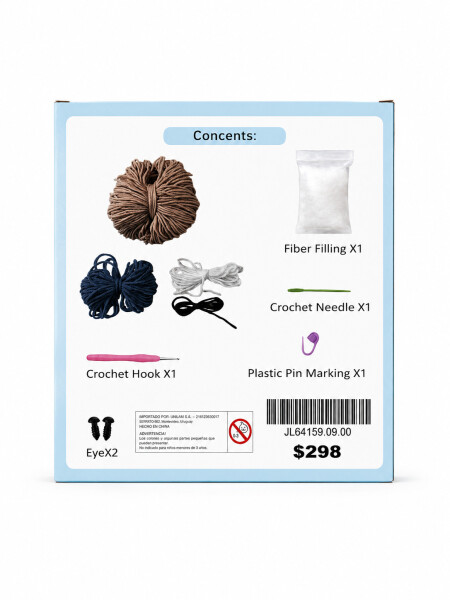 CROCHET SET DISEÑO OSITO MARRON
