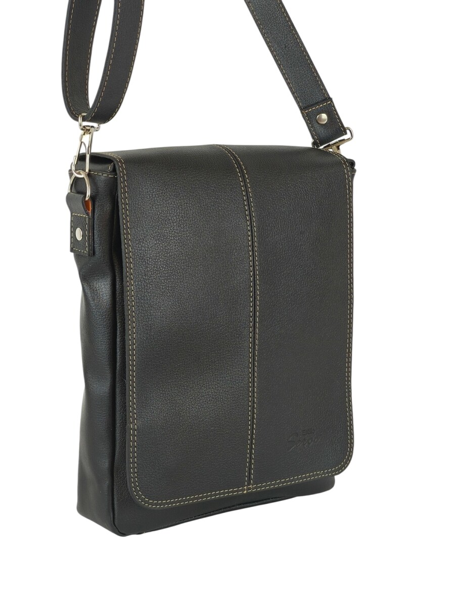 Morral con solapa mediano - Negro 