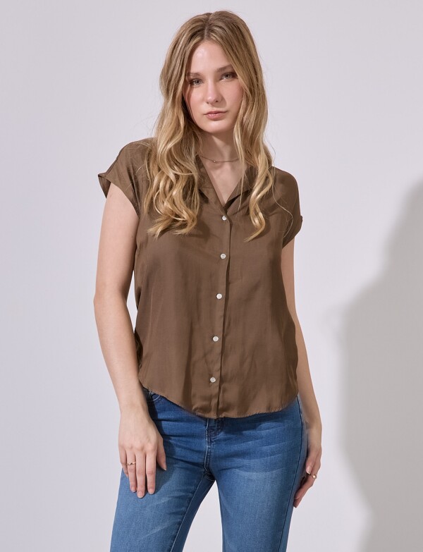 Camisa Saten MARRON