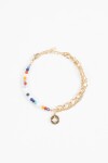 Pulsera dije estrella con piedras dorado
