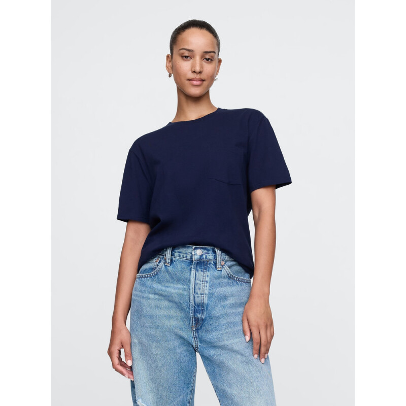 SS PKT T ORGANIC TAPESTRY NAVY