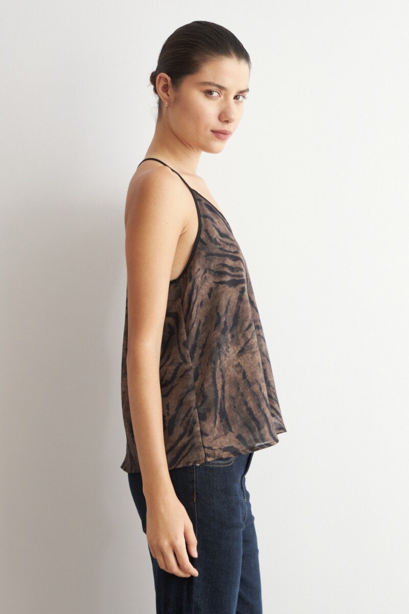 Top animal print tostado