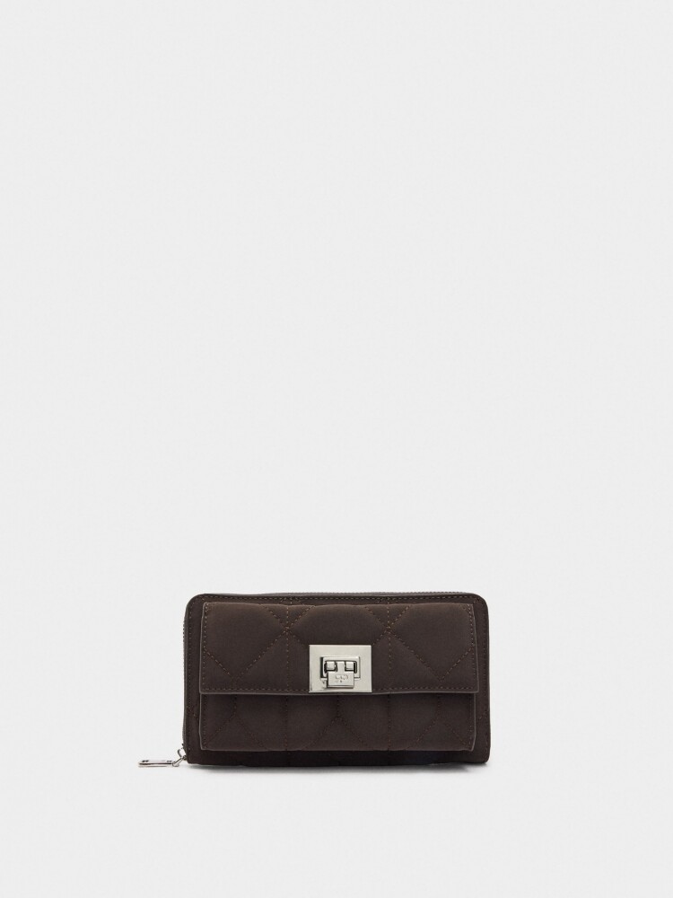 Cartera Acolchoada Con Textura Suave burdeos