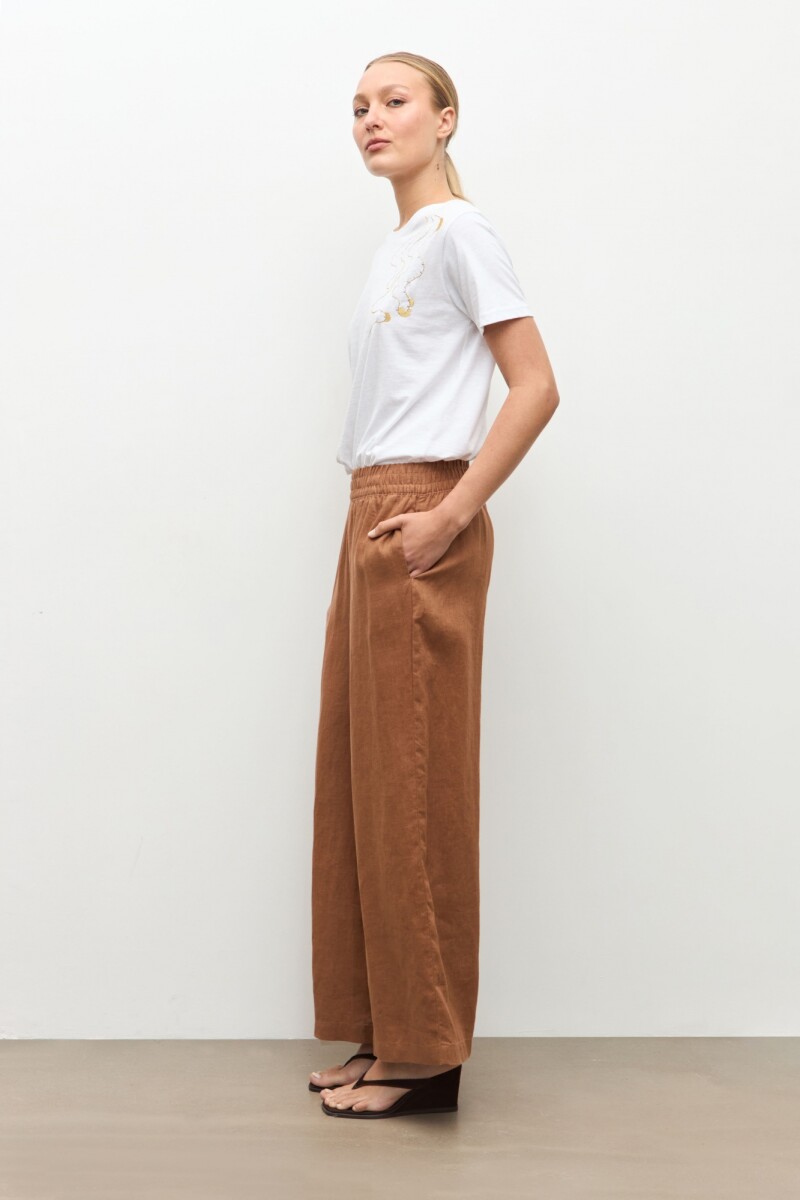 Pantalón pijama 100% Lino camel