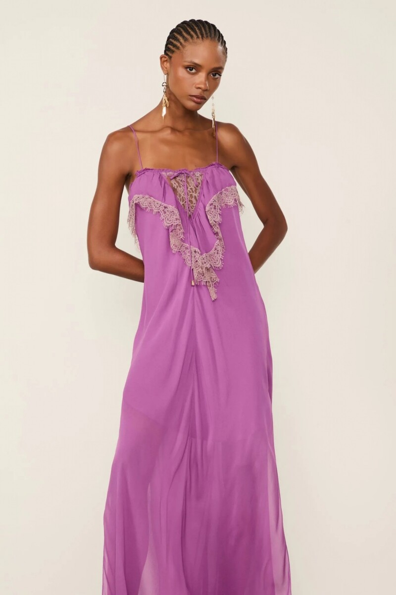 VESTIDO LARGO JABOT Violeta