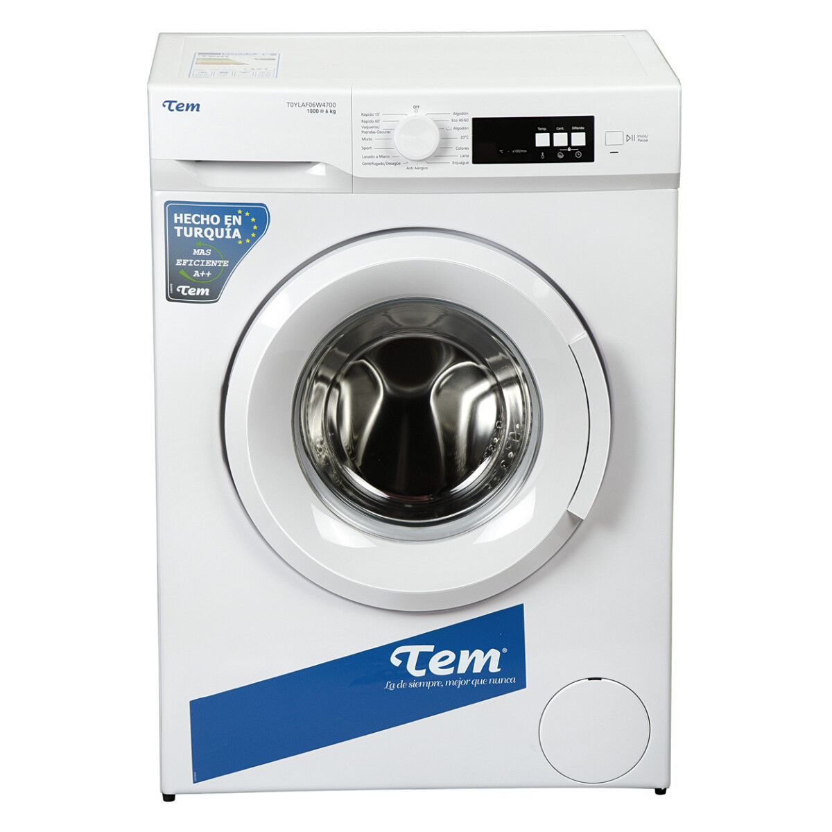 Lavarropas TEM 6kg c/Frontal 